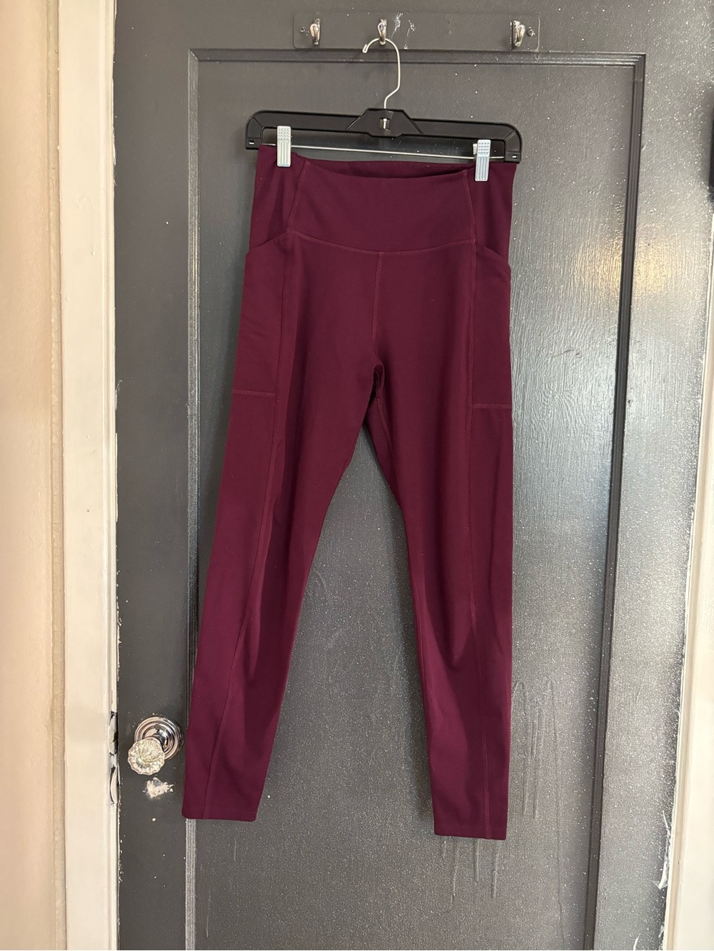 girlfriend collective Wine High-Rise Leggings with Side Pockets